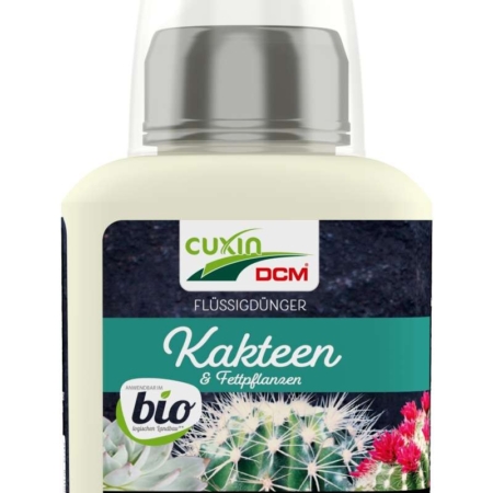 Flasche des Cuxin DCM Bio Kakteendünger (250 ml), ein organischer Flüssigdünger für Kakteen und Sukkulenten im Lophophora Shop.